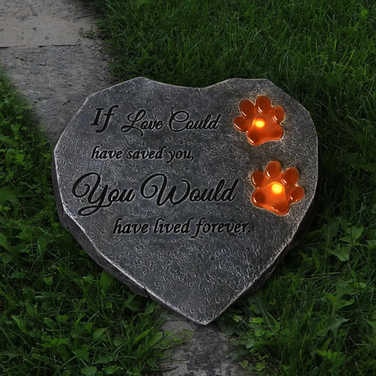Heart-Shaped Solar Pet Memorial Stone