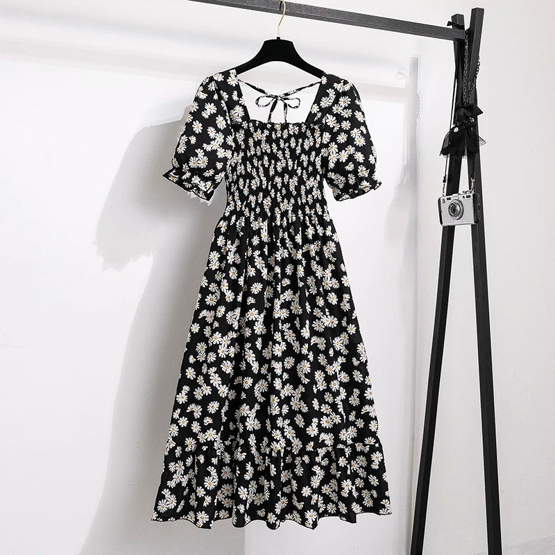 Summer Pleated Chiffon Dress