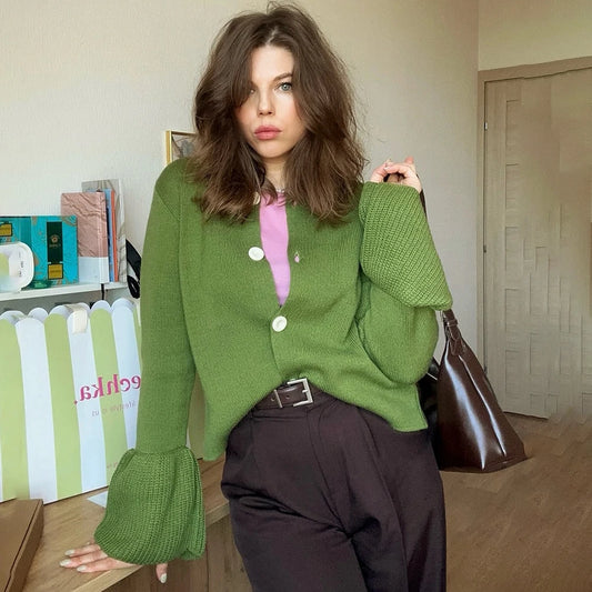 Ribbed Patchwork Knit Cardigan