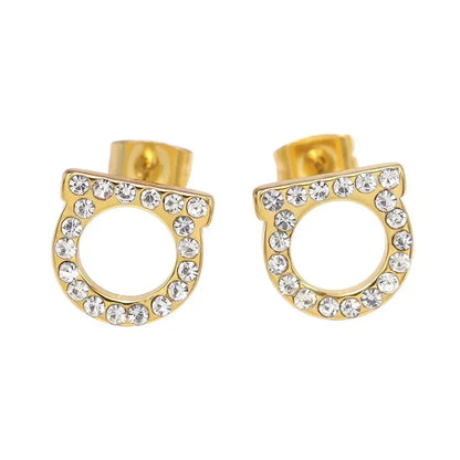 D-Shaped Stud Earrings