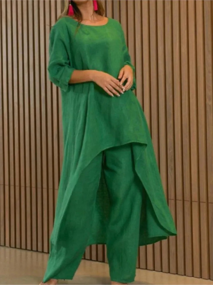 Women's Solid Casual Two Piece