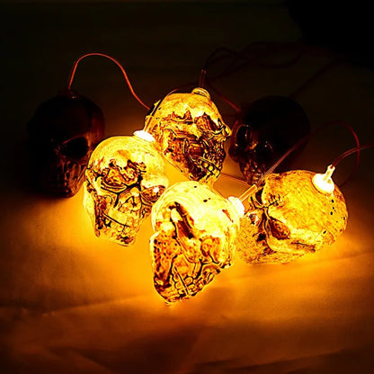 Solar Skull and Pumpkin String Lights