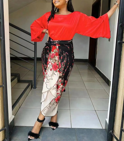Flare Sleeve Skirt Set