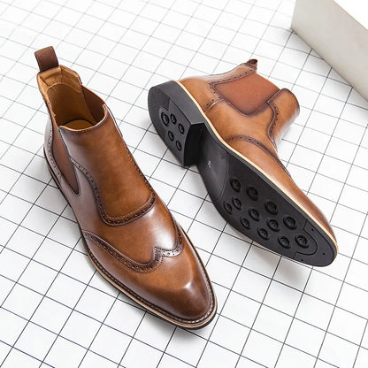 Brogue Leather Chelsea Boots
