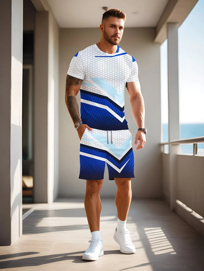 Irregular 3D Print T-Shirt Set