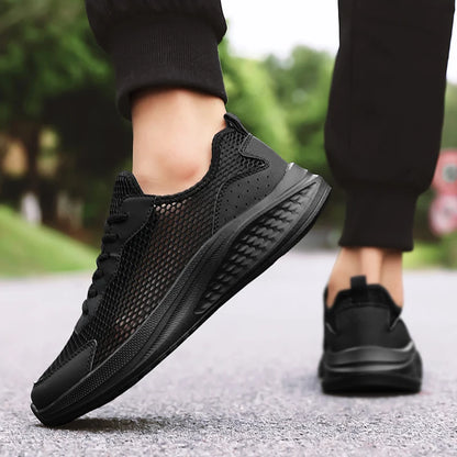 Leather Mesh Walking Sneakers