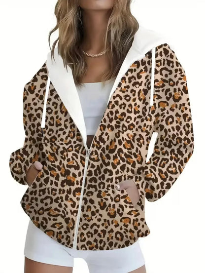 Thin Leopard Zip Hoodie