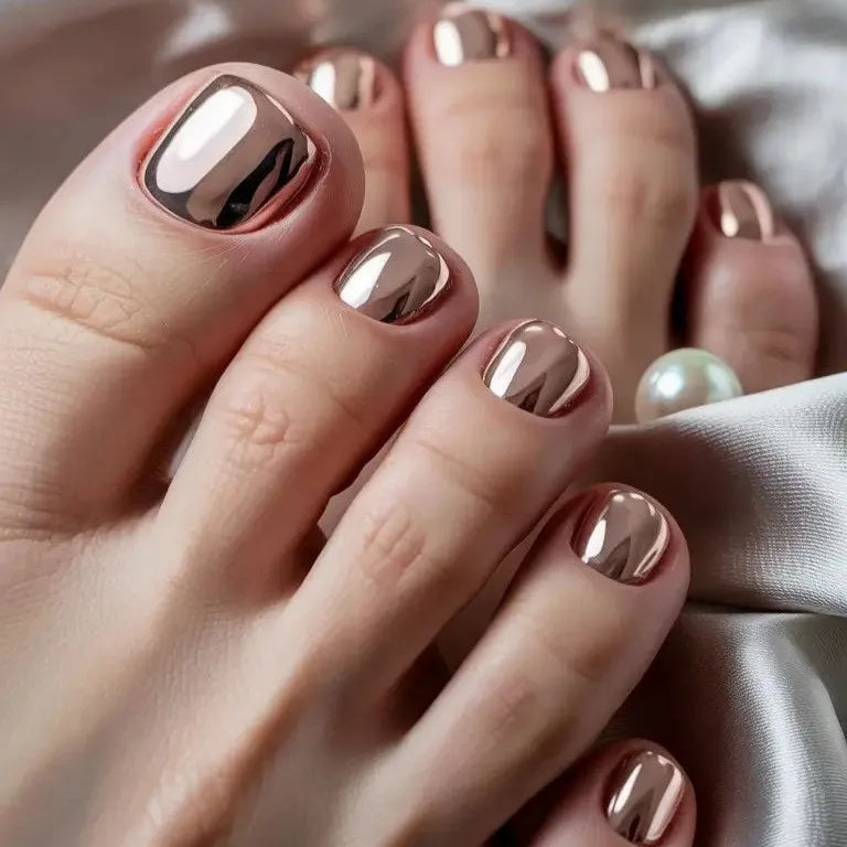 Golden Champagne Toe Press-On Nails