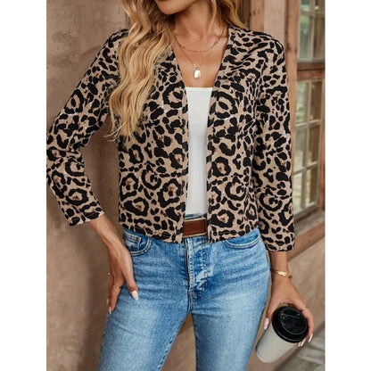 Thin Leopard Open-Front Jacket