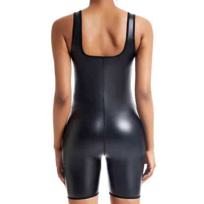 Faux Leather Shaping Bodysuit