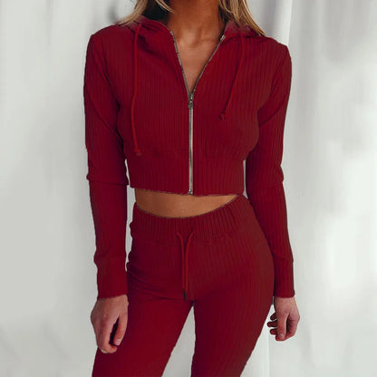Women Two-Piece Hooded Fleece Tracksuit