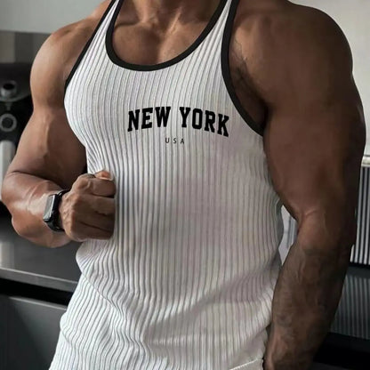 Striped Slim-Fit Letter Print Vest