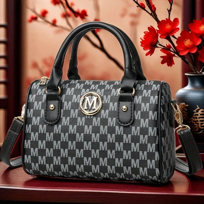 Women’s Alphabet Shoulder Bag with Golden “M” Logo