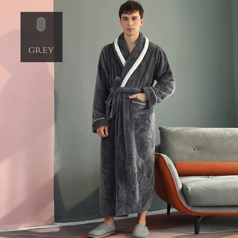 Autumn Winter Warm Coral Velvet Bathrobe