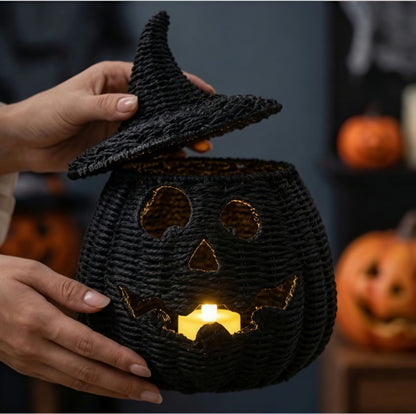 Wicker Pumpkin Lantern Storage Box