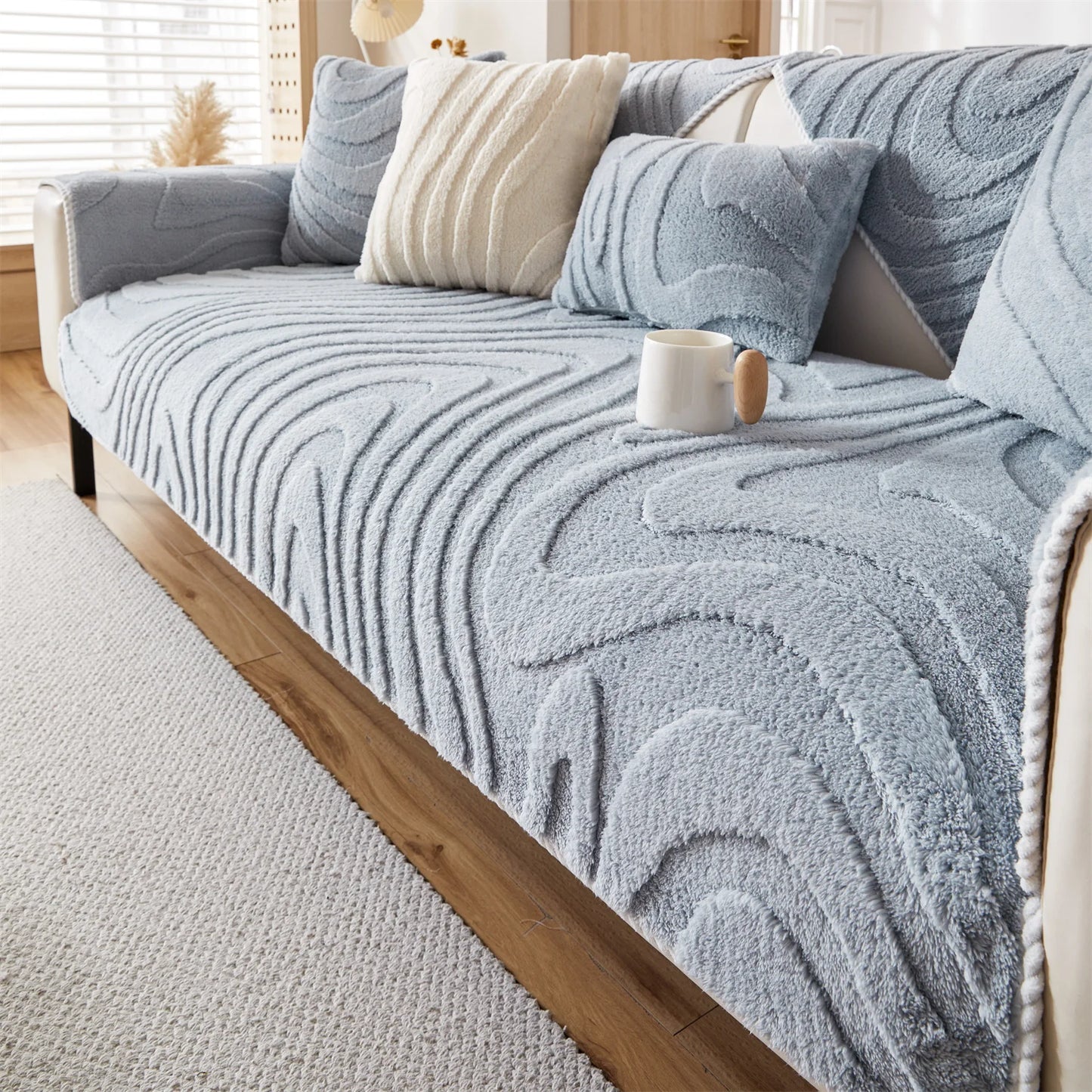 Geometric Fleece Sofa Cover