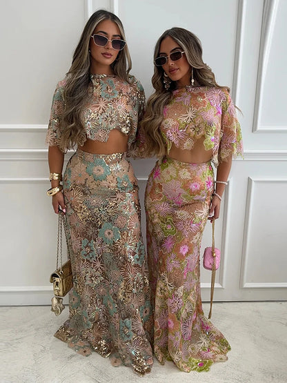 Embroidered Skirt Set