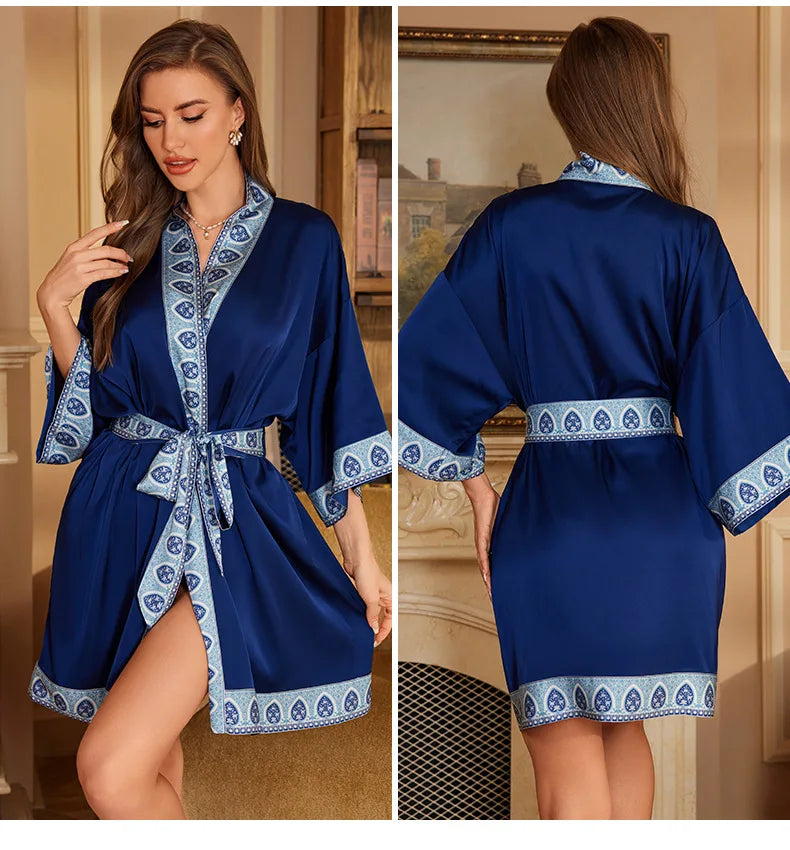 Printed Satin Lounge Robe