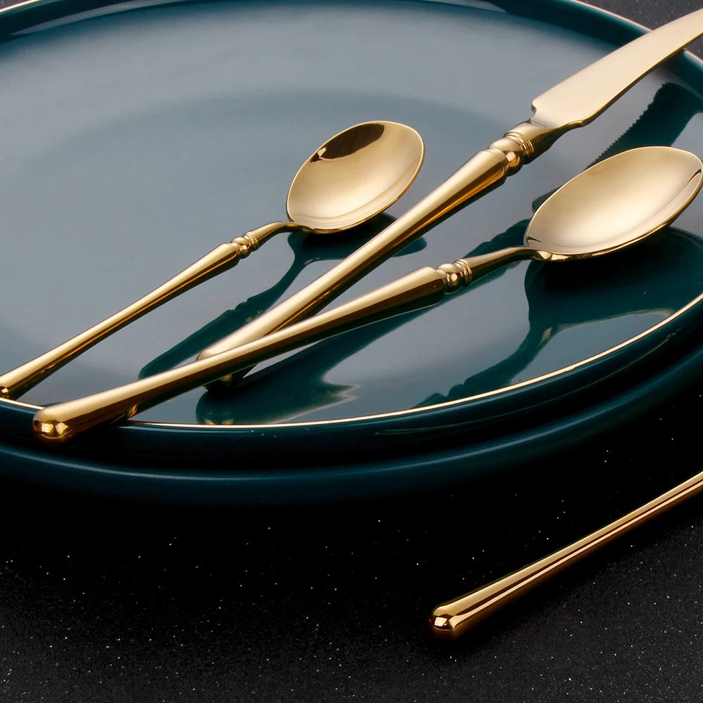 Metal Gold Cutlery Set Tableware