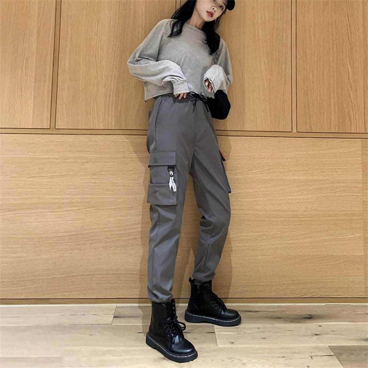 Black Hip-Hop Cargo Joggers