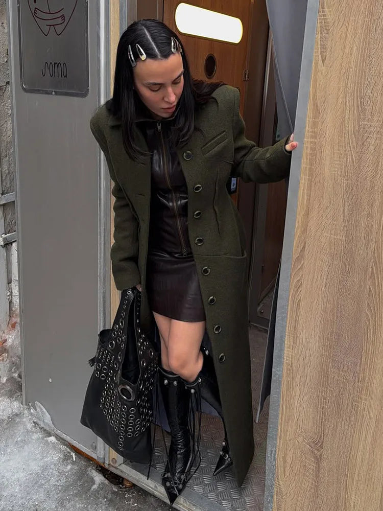 Faux Wool Maxi Overcoat