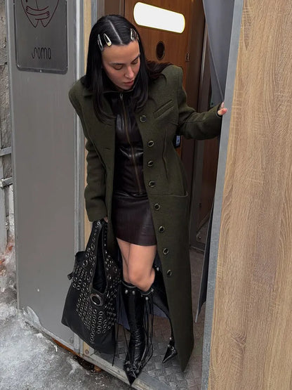 Faux Wool Maxi Overcoat