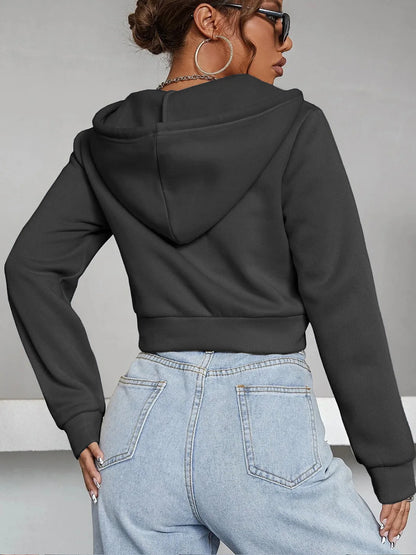 Cropped Drop-Shoulder Zip Hoodie