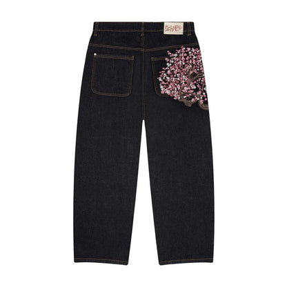 Embroidery Cargo Jeans