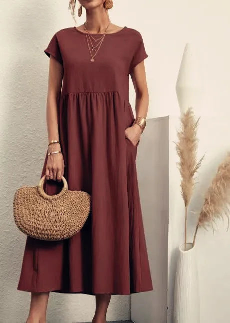 Vintage Solid Summer Dress