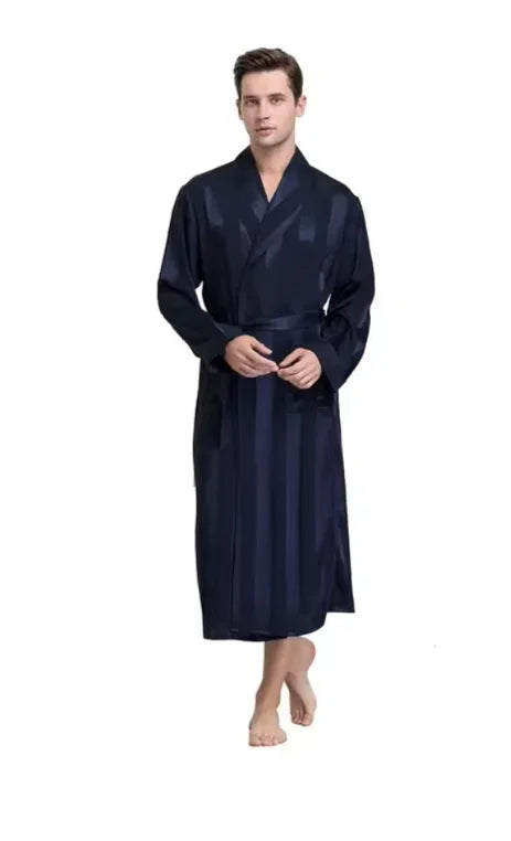 Plus-Size Striped Kimono Bathrobe