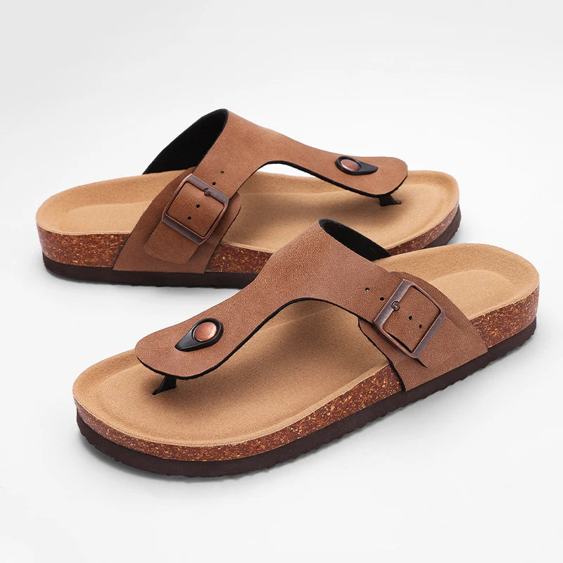 Buckle Cork Flip Flops