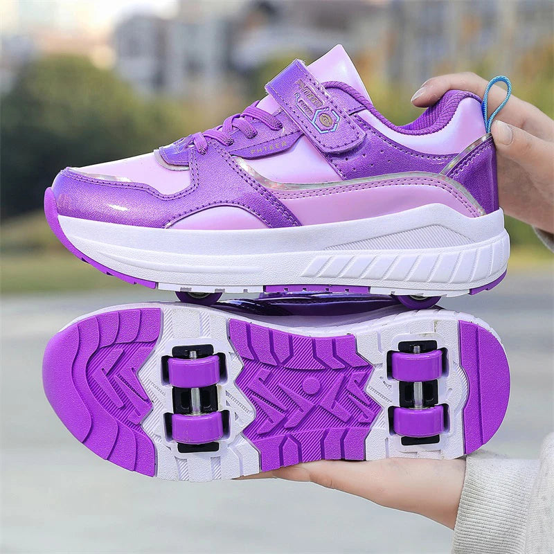 Leather Four-Wheel Roller Shoes