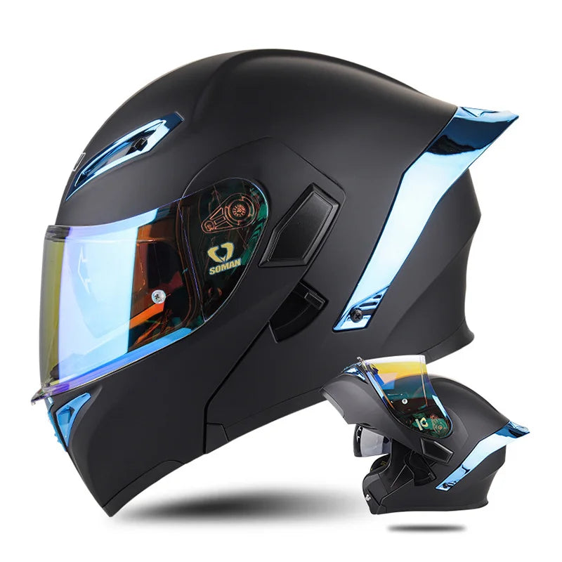 Soman Double-Visor Flip-Up Helmet
