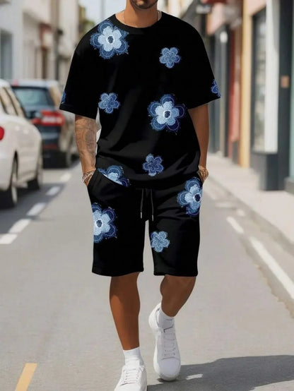 Printed Round Neck T-Shirt Set