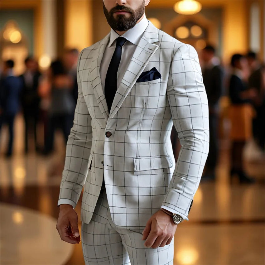 Plaid Business Party Wedding Suit