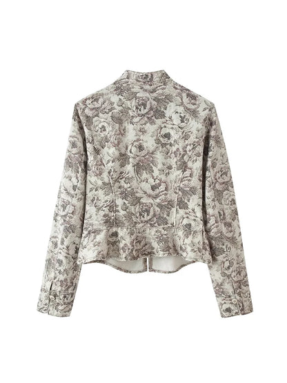 Floral Stand Collar Jacket