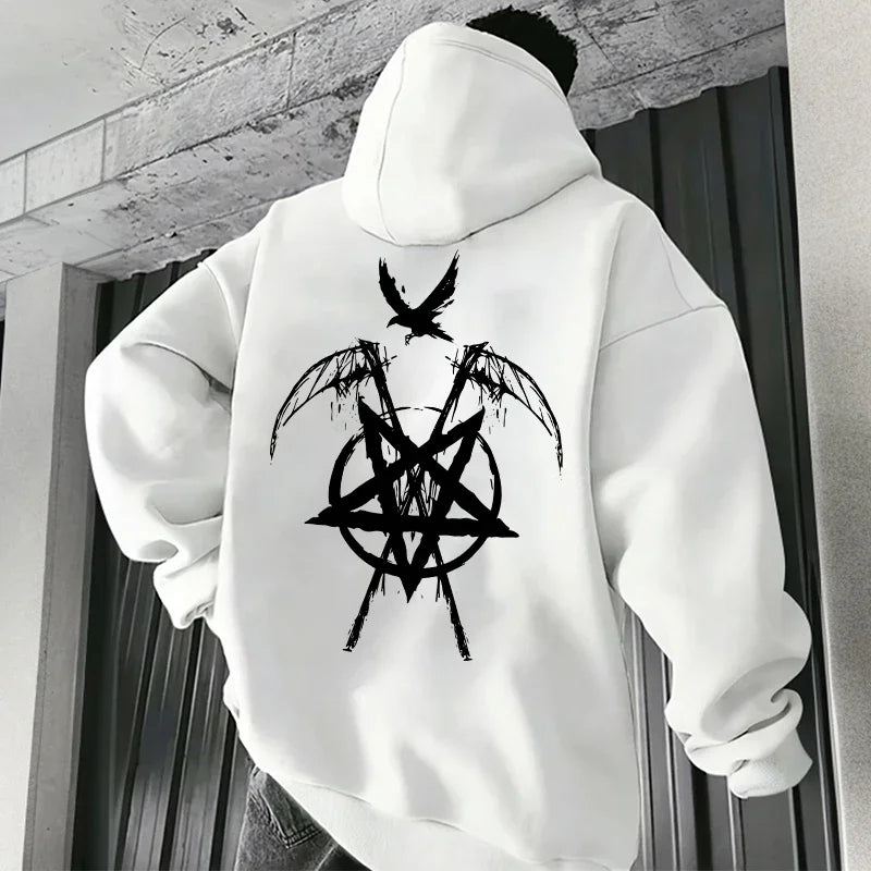 Pentagram Print Hooded Sweatshirt