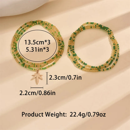 Maple Leaf Beaded Anklet Set