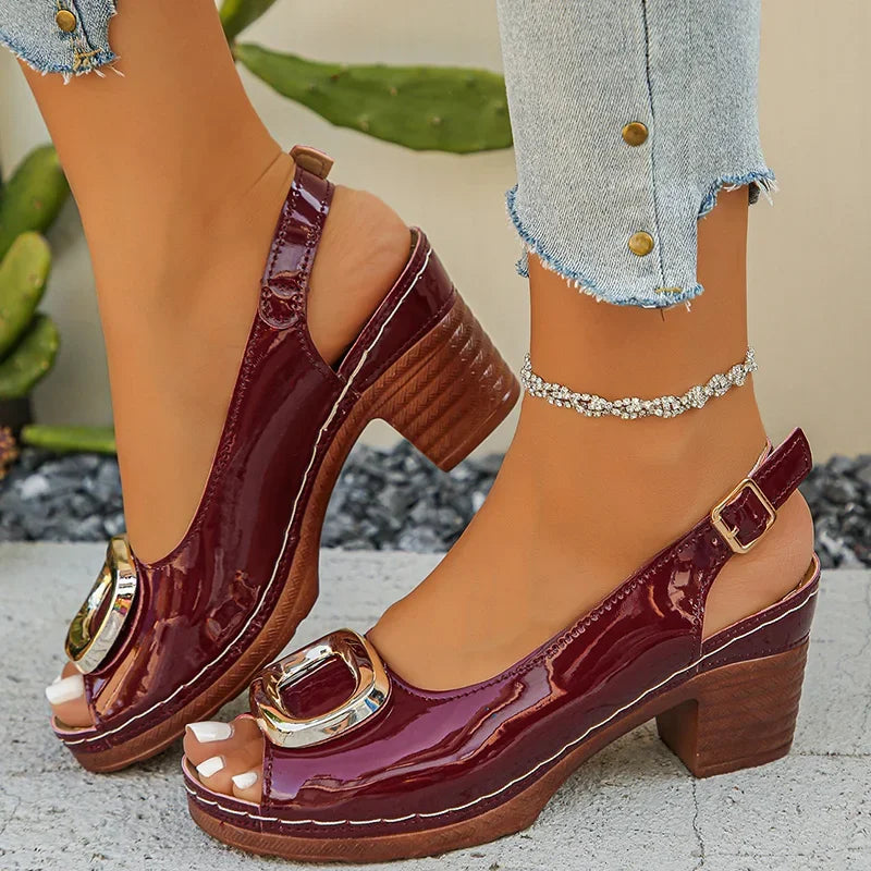 Peep Toe Back-Strap Pumps