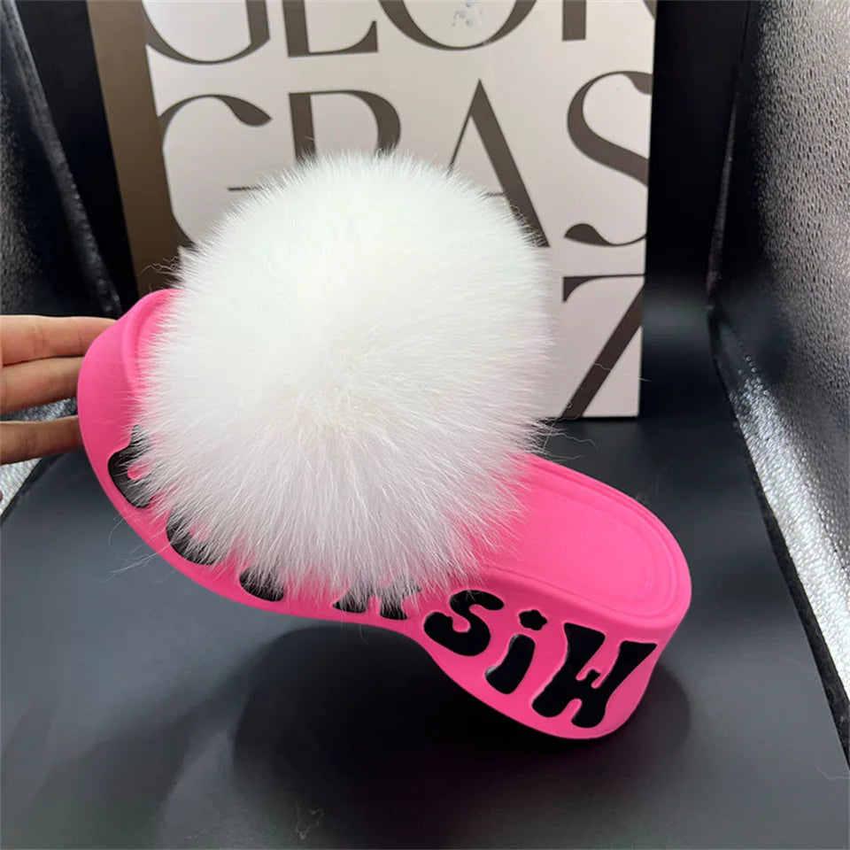 Fur Wedge Party Sandals