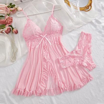 2 Pcs Lace Nightgown Set