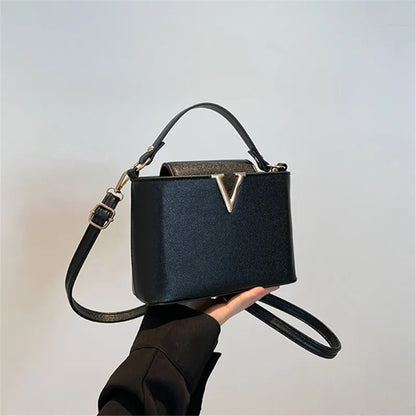 Sequined V-Shape Bucket Bag