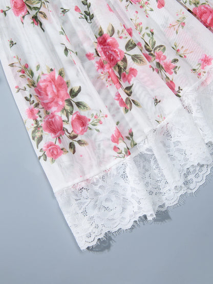 Backless Floral Lace Babydoll