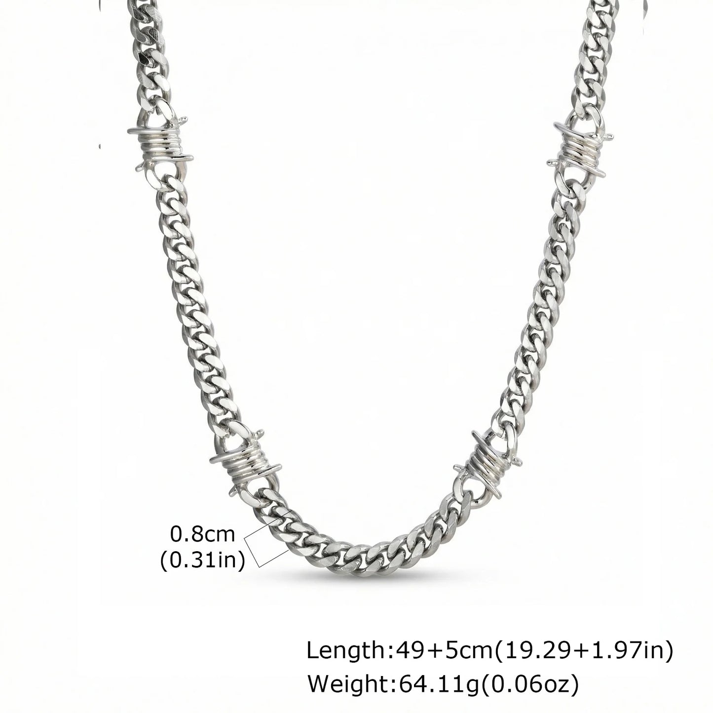 Metal Geometric Stainless Cuban Chain