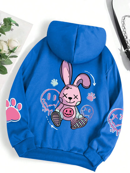Hip Hop Printed Fleece Hoodie