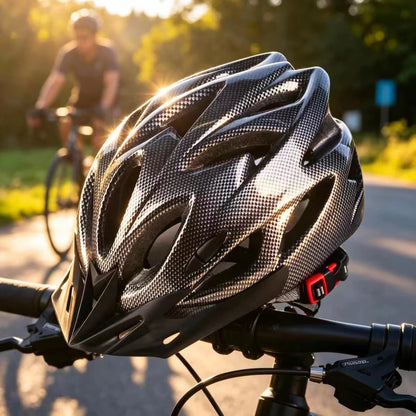 Carbon-Pattern Hollow-Vent Bike Helmet