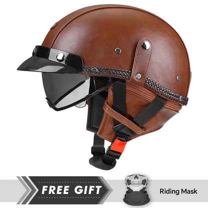 Low-Profile Leather-Style Half Helmet