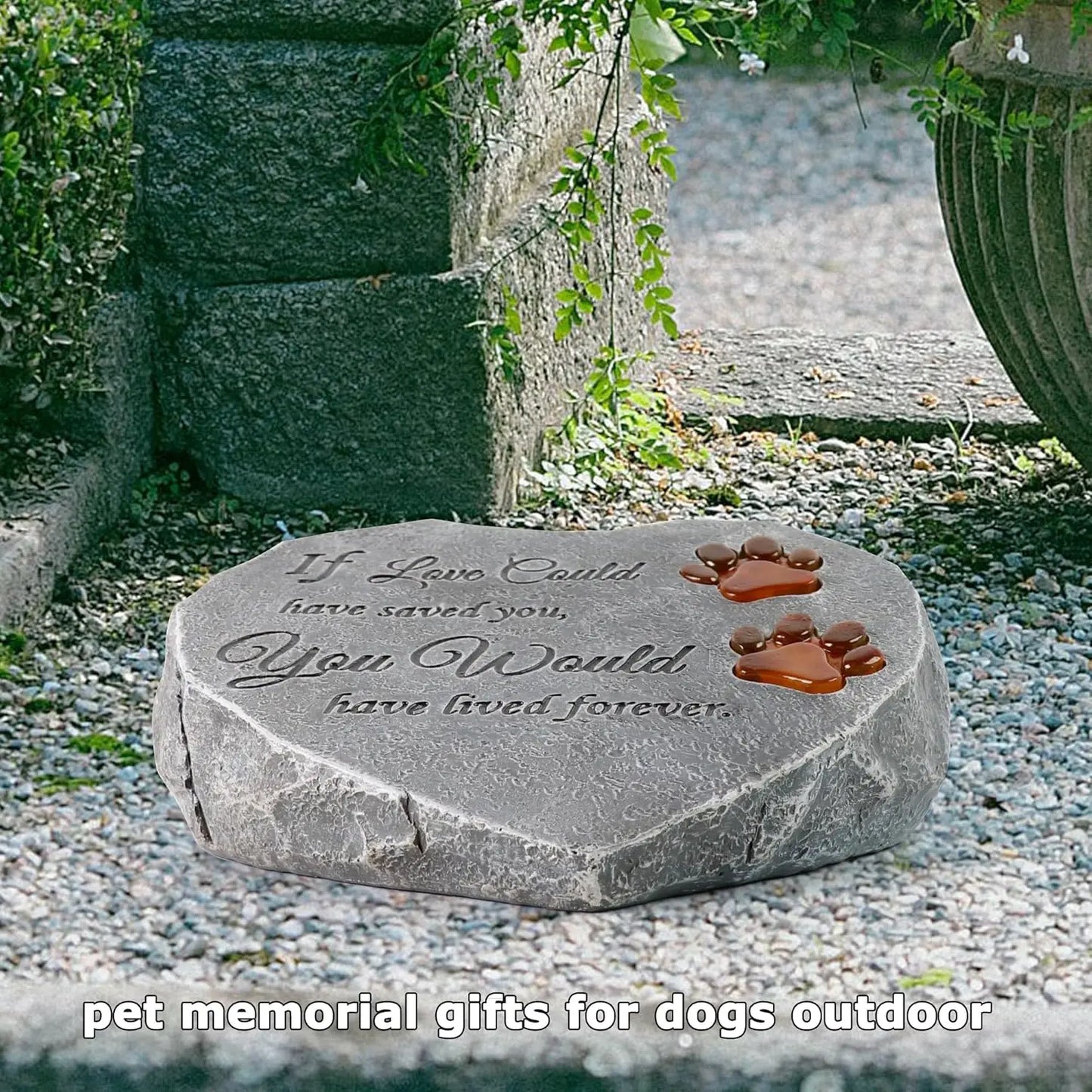 Heart-Shaped Solar Pet Memorial Stone