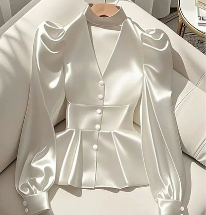 Elegant Satin Cinched Blouse