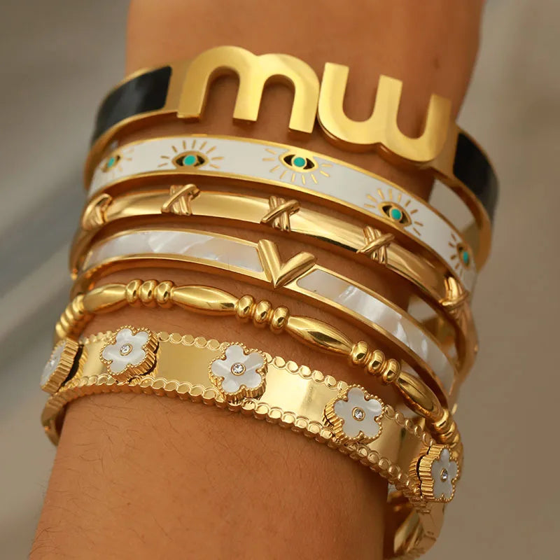 Gold Letter Cuff Bracelet